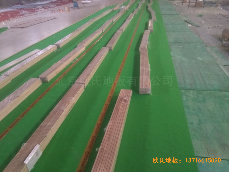 山西长治双创梦工厂篮球体育木地板施工案例2