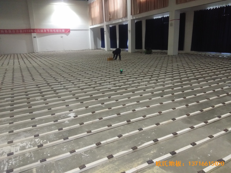 广西龙胜县党校运动馆运动地板施工案例1