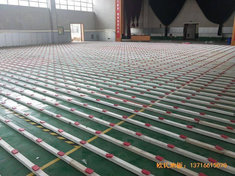 江苏宜兴东域小学篮球馆体育木地板铺设案例1