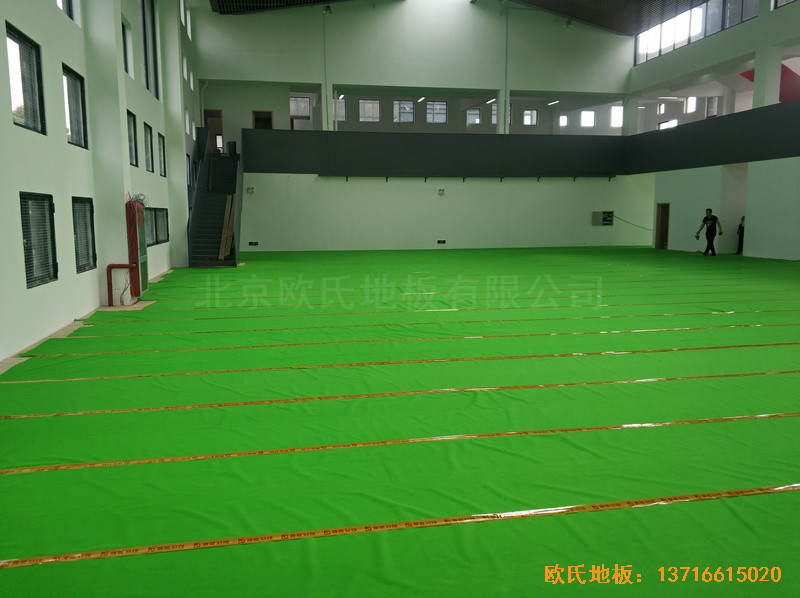 浙江宁波高新消防大队篮球馆体育地板施工案例2