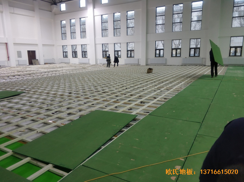 西安63751部队篮球馆体育木地板安装案例2