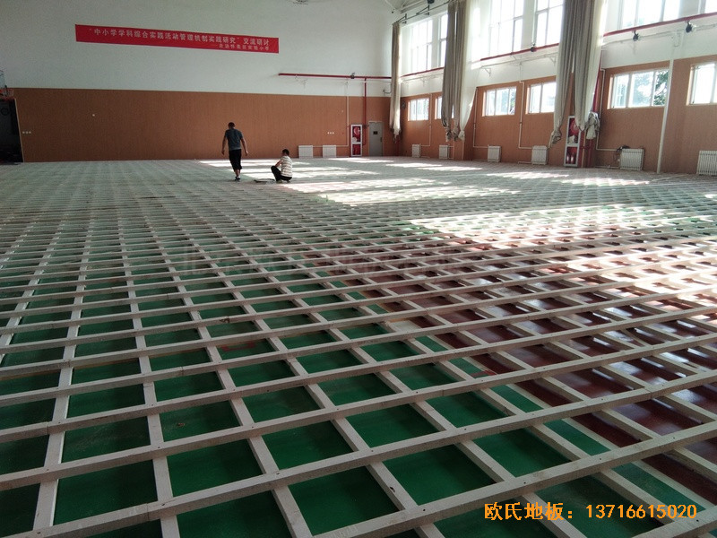 北京怀柔实验小学篮球馆体育地板施工案例1