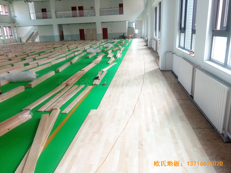 北京赵全营镇天顺小学体育馆运动地板铺设案例3