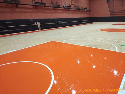 石家庄青园街电信营业厅对面篮球馆运动地板施工案例