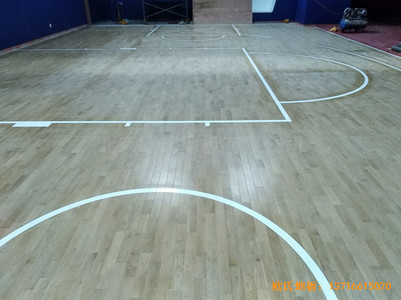天津鲁能城购物中心篮球馆体育木地板安装案例